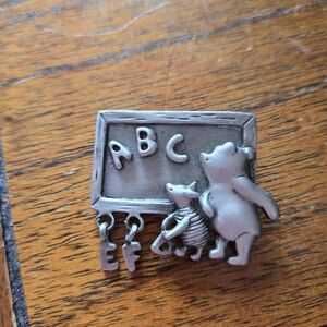 Disney Pewter Winnie The Pooh ABC Brooch